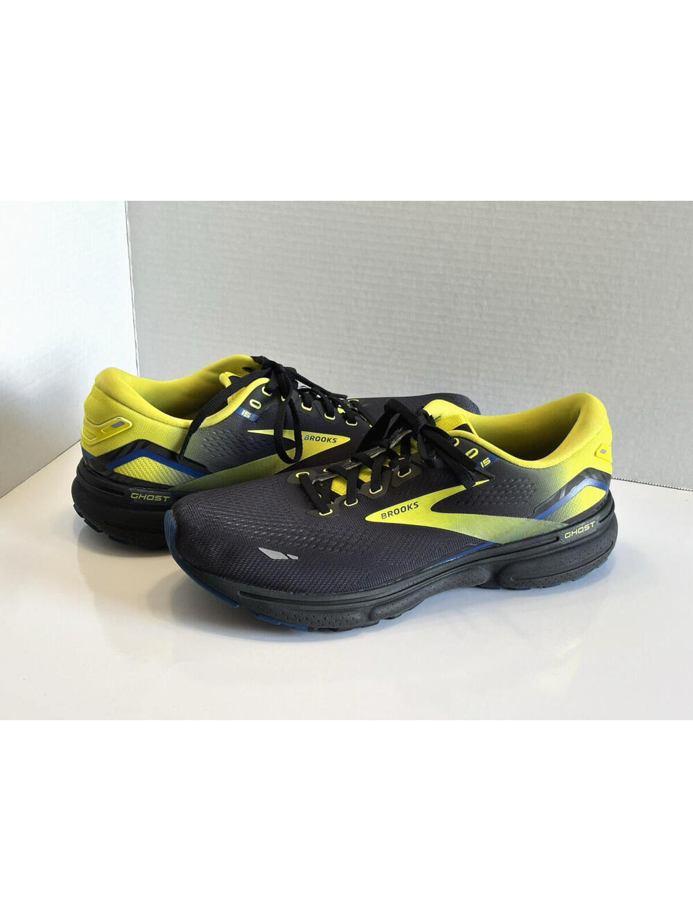Brooks Ghost 15 Men’s Size 10.5 Nightlife Blue Yellow Athletic Running Sneakers